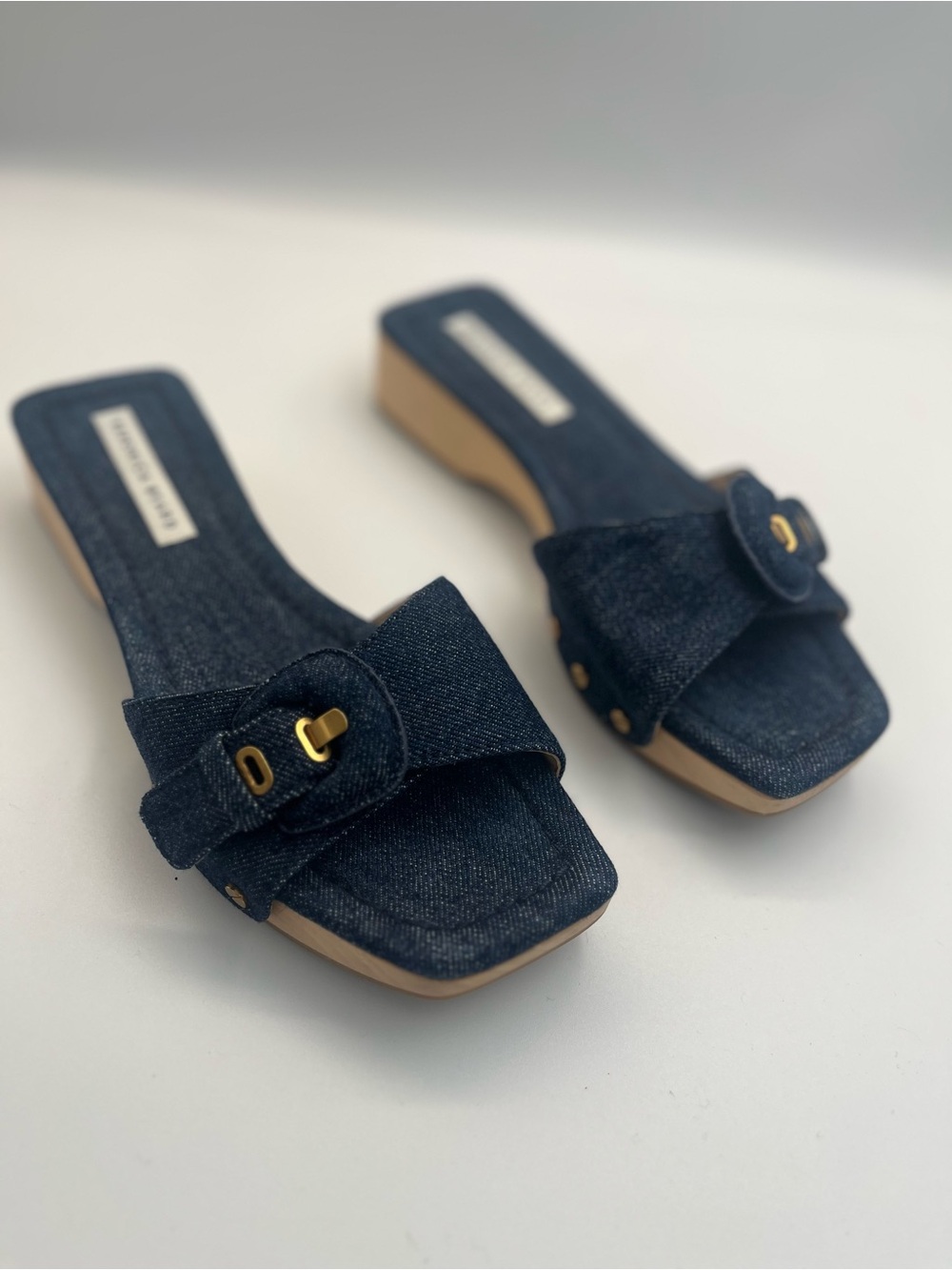 Veronica Beard Sandal Womens 7M Blue Denim Davina Clog Slides Summer Casual Boho